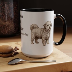 15oz Coton de Tulear Latin Mug, Black, lifestyle photo