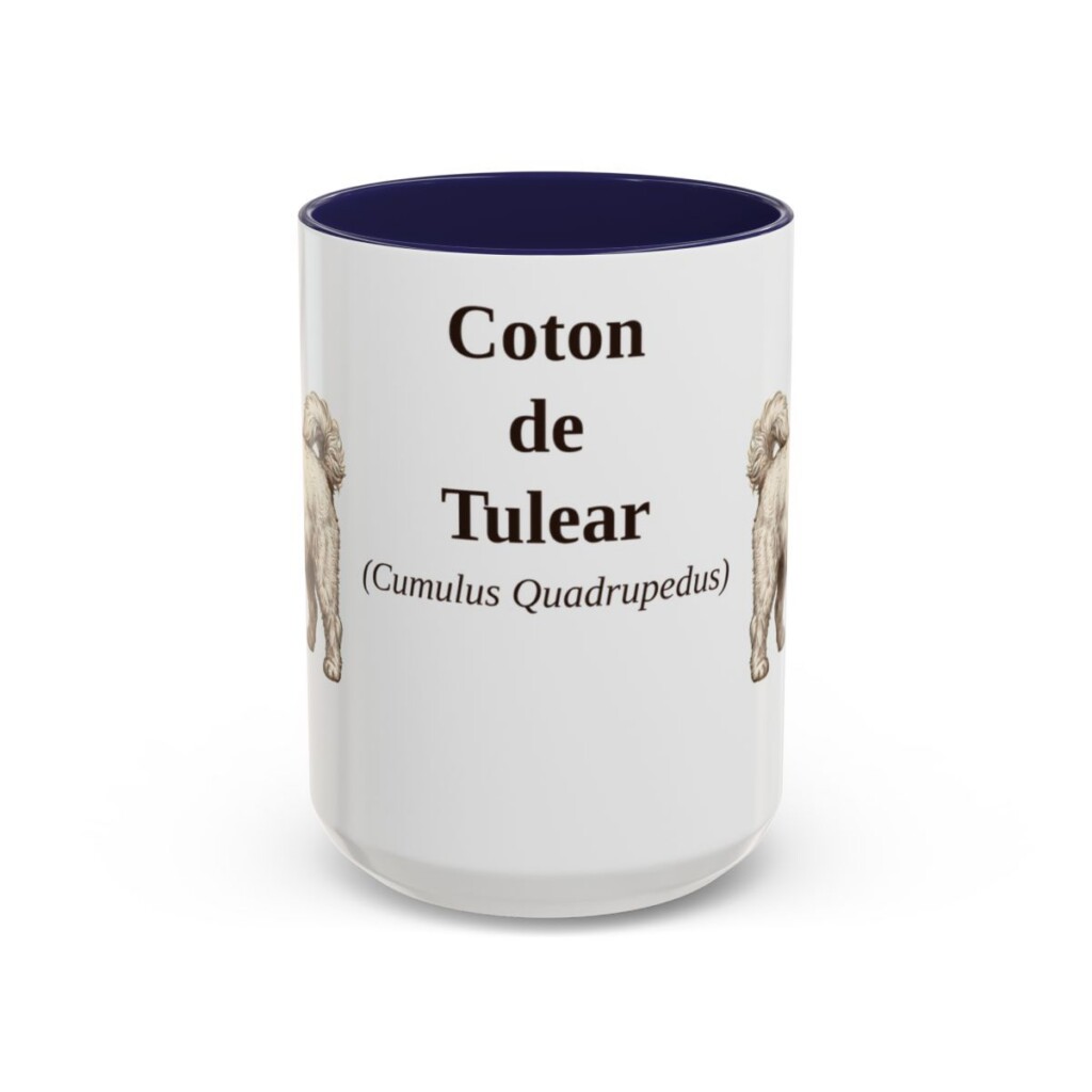 15oz Coton de Tulear Latin Mug, Navy, front view