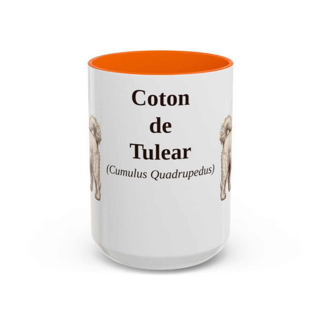 15oz Coton de Tulear Latin Mug, Orange, front view