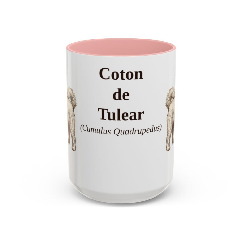15oz Coton de Tulear Latin Mug, Pink, front view