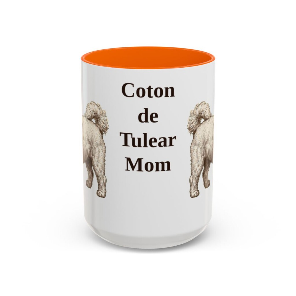 15oz-coton-de-tulear-mug-mom-orange 15oz Coton de Tulear Dog Mom Mug, Orange, front view