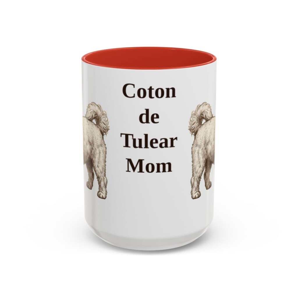 15oz-coton-de-tulear-mug-mom-red 15oz Coton de Tulear Dog Mom Mug, Red, front view