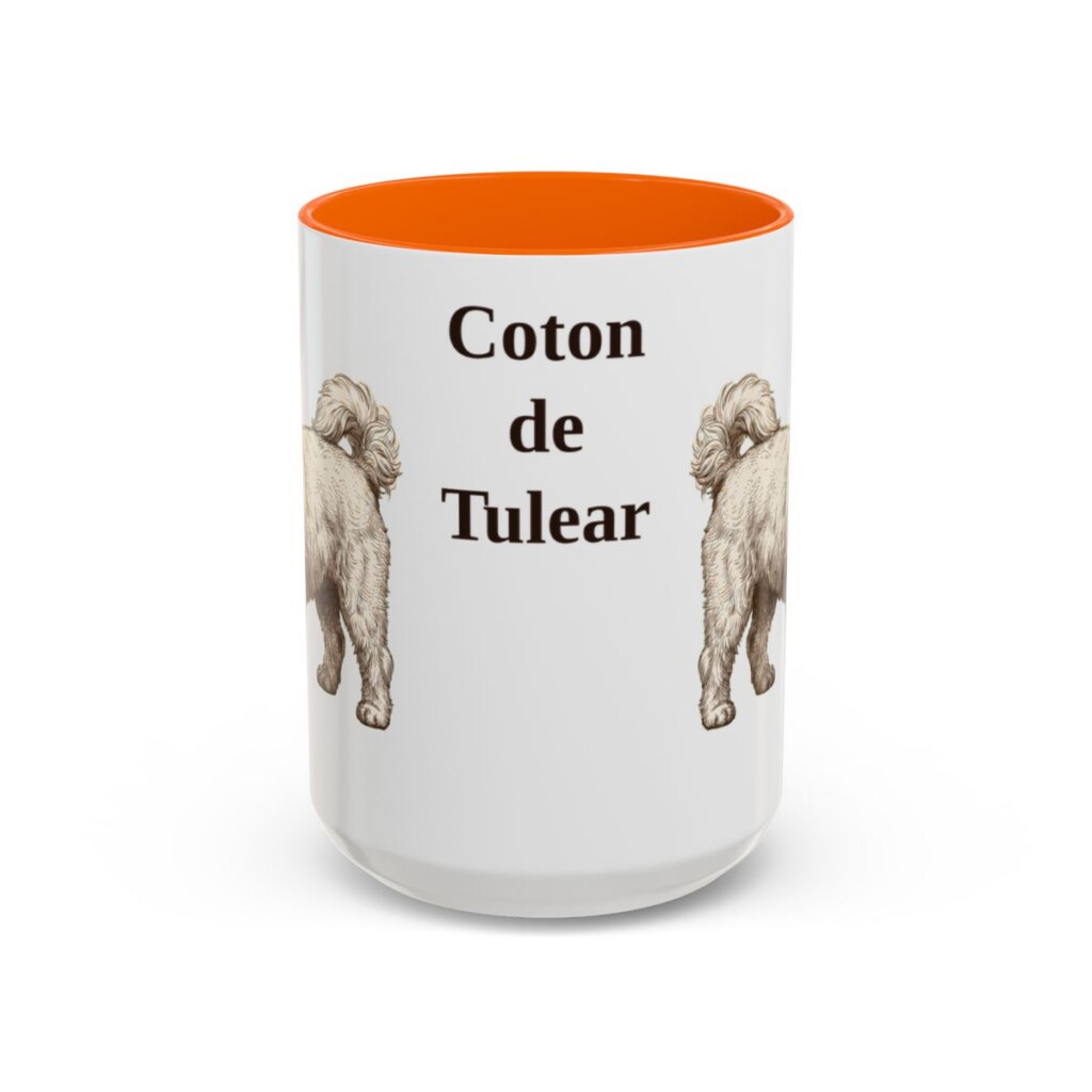 15oz Coton de Tulear Mug, Orange, front view