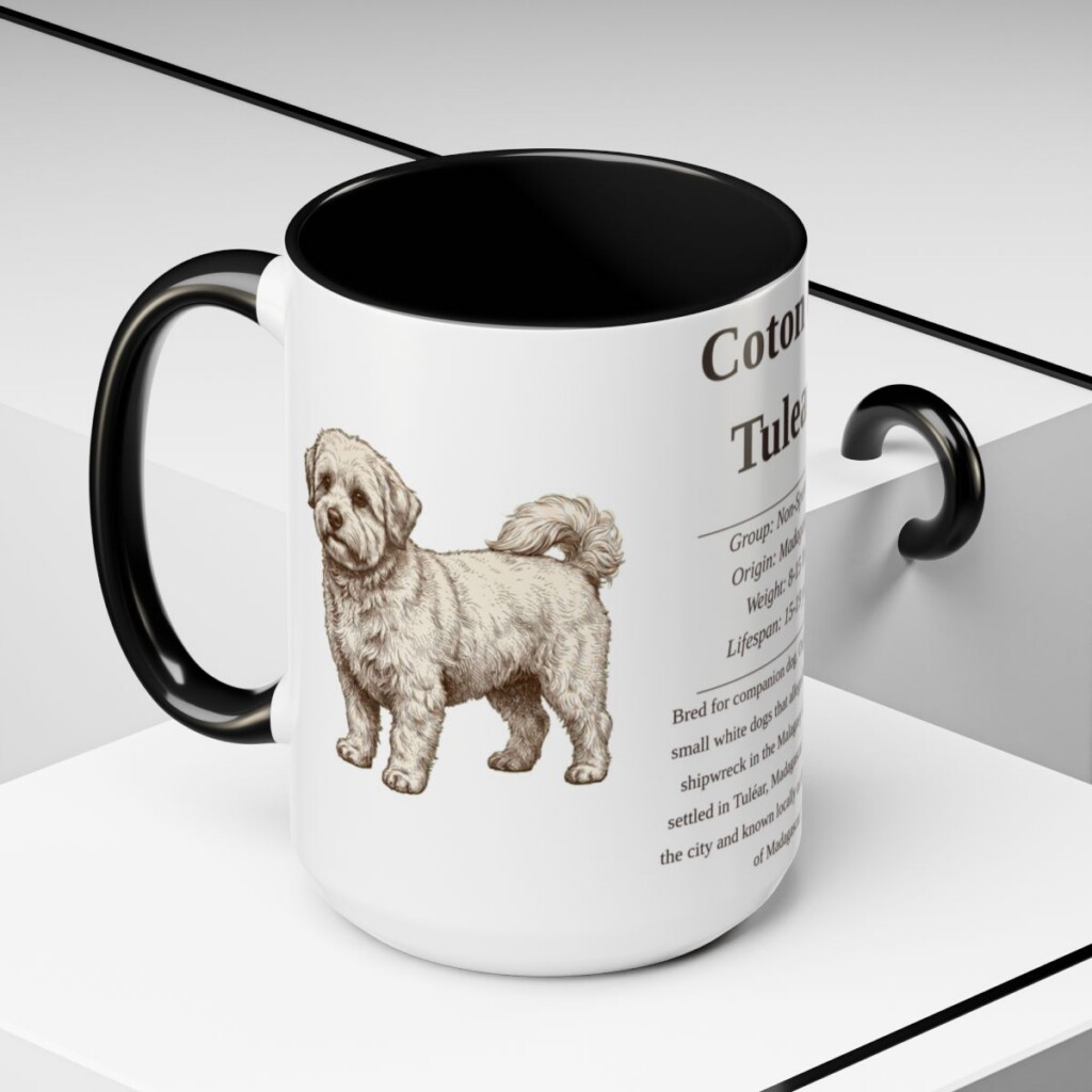 15oz Coton de Tulear Mug, Black, lifestyle photo