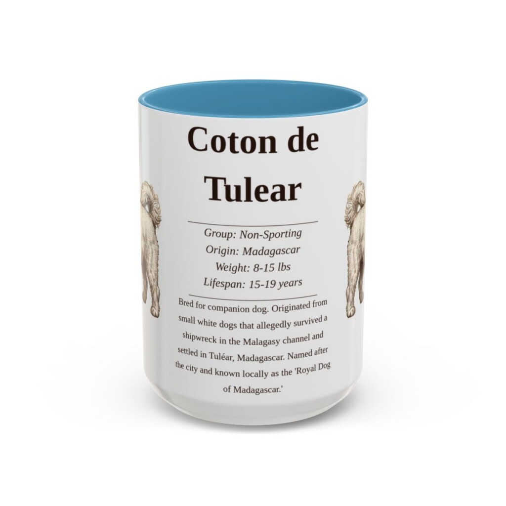 15oz Coton de Tulear Mug, Light Blue, front view