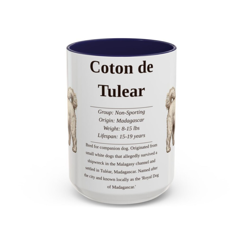 15oz Coton de Tulear Mug, Navy, front view