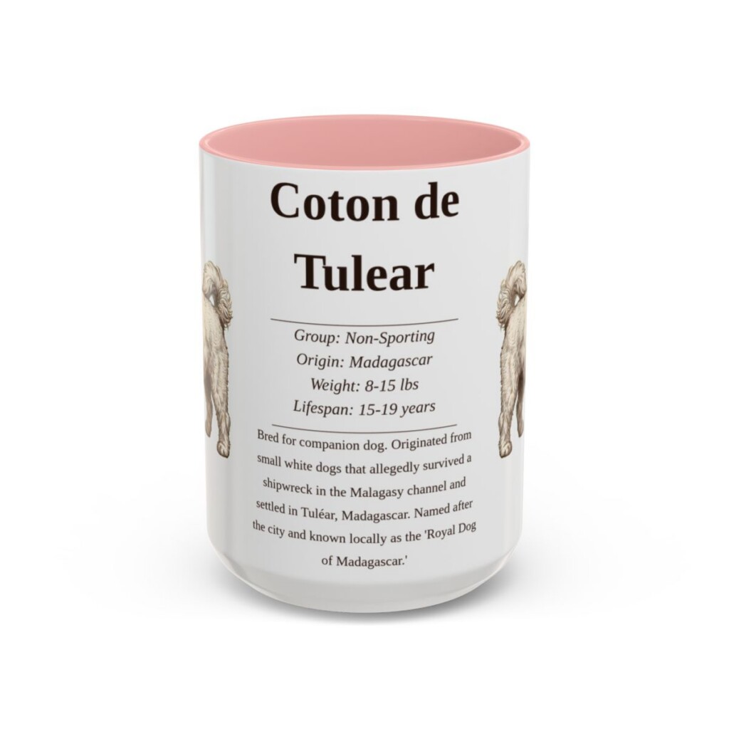 15oz Coton de Tulear Mug, Pink, front view