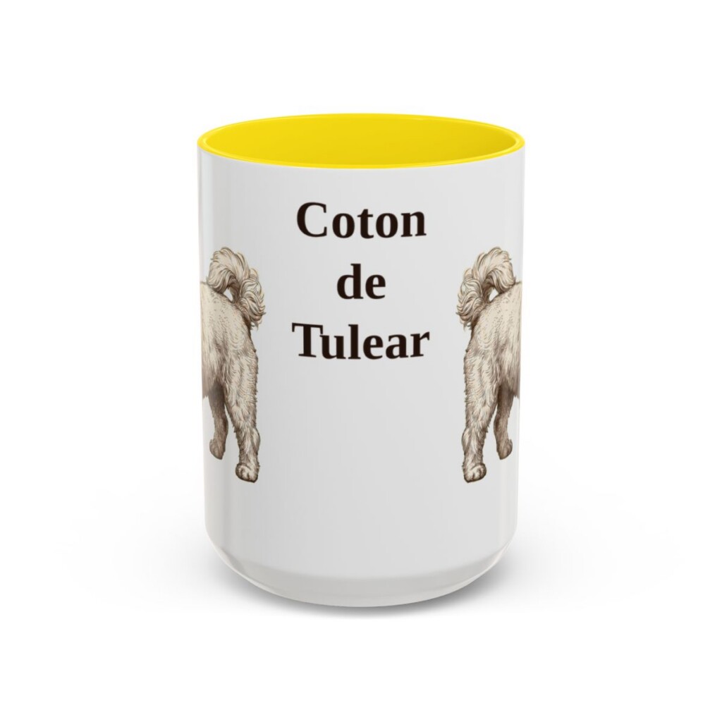 15oz Coton de Tulear Mug, Yellow, front view