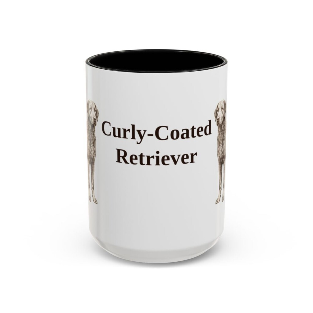 15oz Curly-Coated Retriever Mug, Black, front view