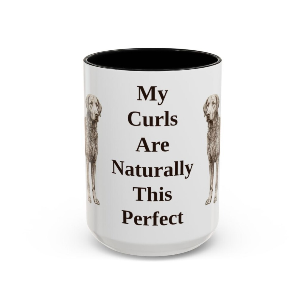 15oz-curly-coated-retriever-mug-humor-black-front 15oz Funny Curly-Coated Retriever Mug, Black, front view