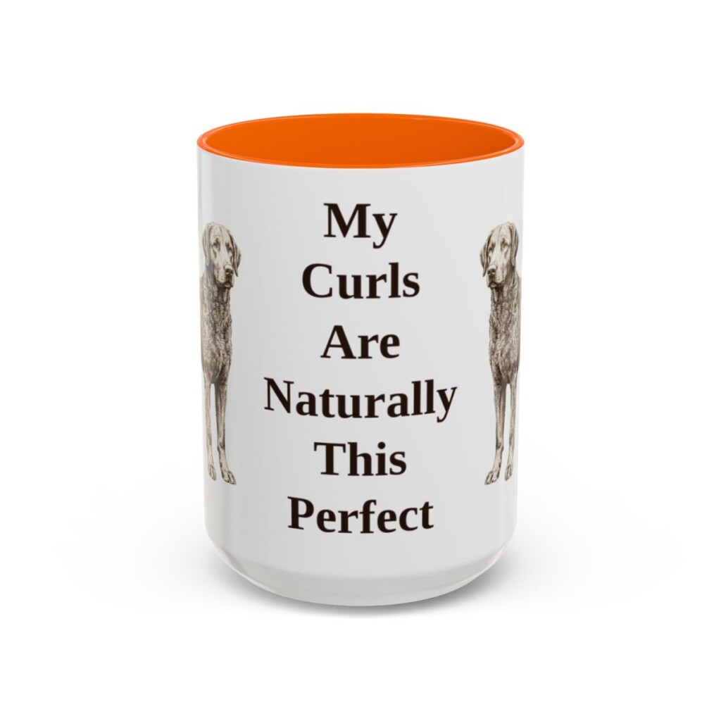 15oz-curly-coated-retriever-mug-humor-orange 15oz Funny Curly-Coated Retriever Mug, Orange, front view