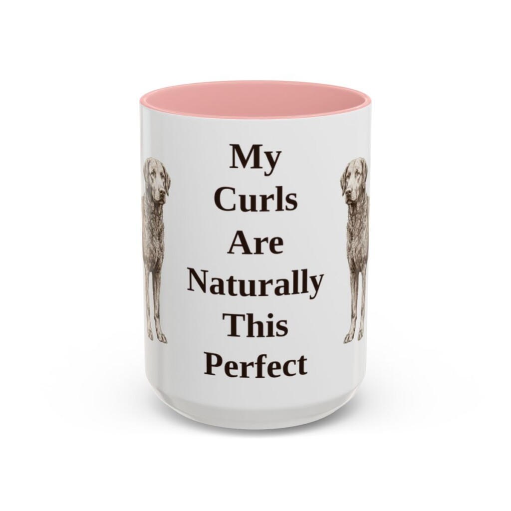 15oz-curly-coated-retriever-mug-humor-pink 15oz Funny Curly-Coated Retriever Mug, Pink, front view