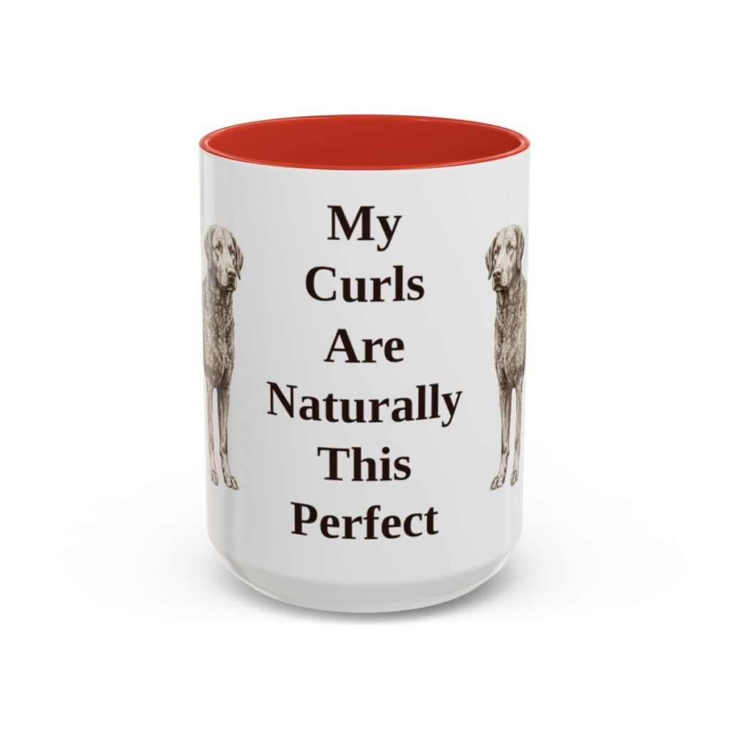 15oz-curly-coated-retriever-mug-humor-red 15oz Funny Curly-Coated Retriever Mug, Red, front view