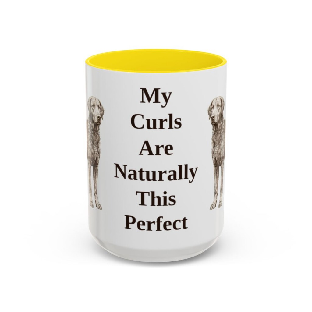 15oz-curly-coated-retriever-mug-humor-yellow 15oz Funny Curly-Coated Retriever Mug, Yellow, front view