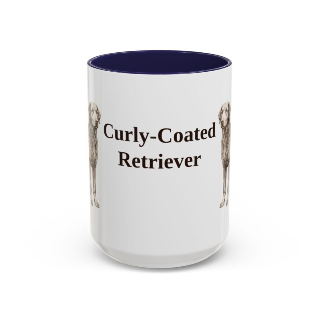 15oz Curly-Coated Retriever Mug, Navy, front view
