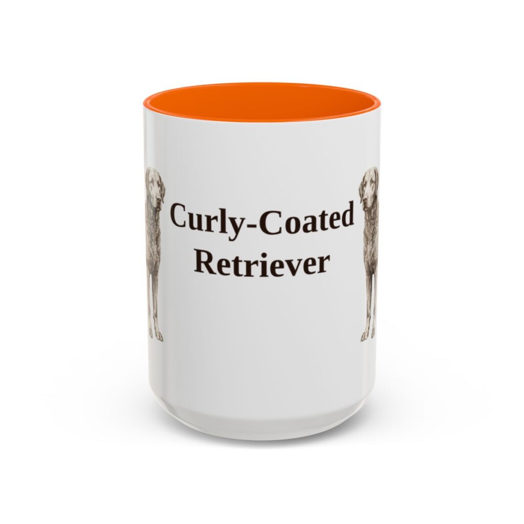 15oz Curly-Coated Retriever Mug, Orange, front view
