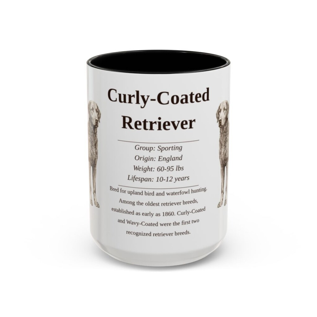 15oz Curly-Coated Retriever Mug, Black, front view