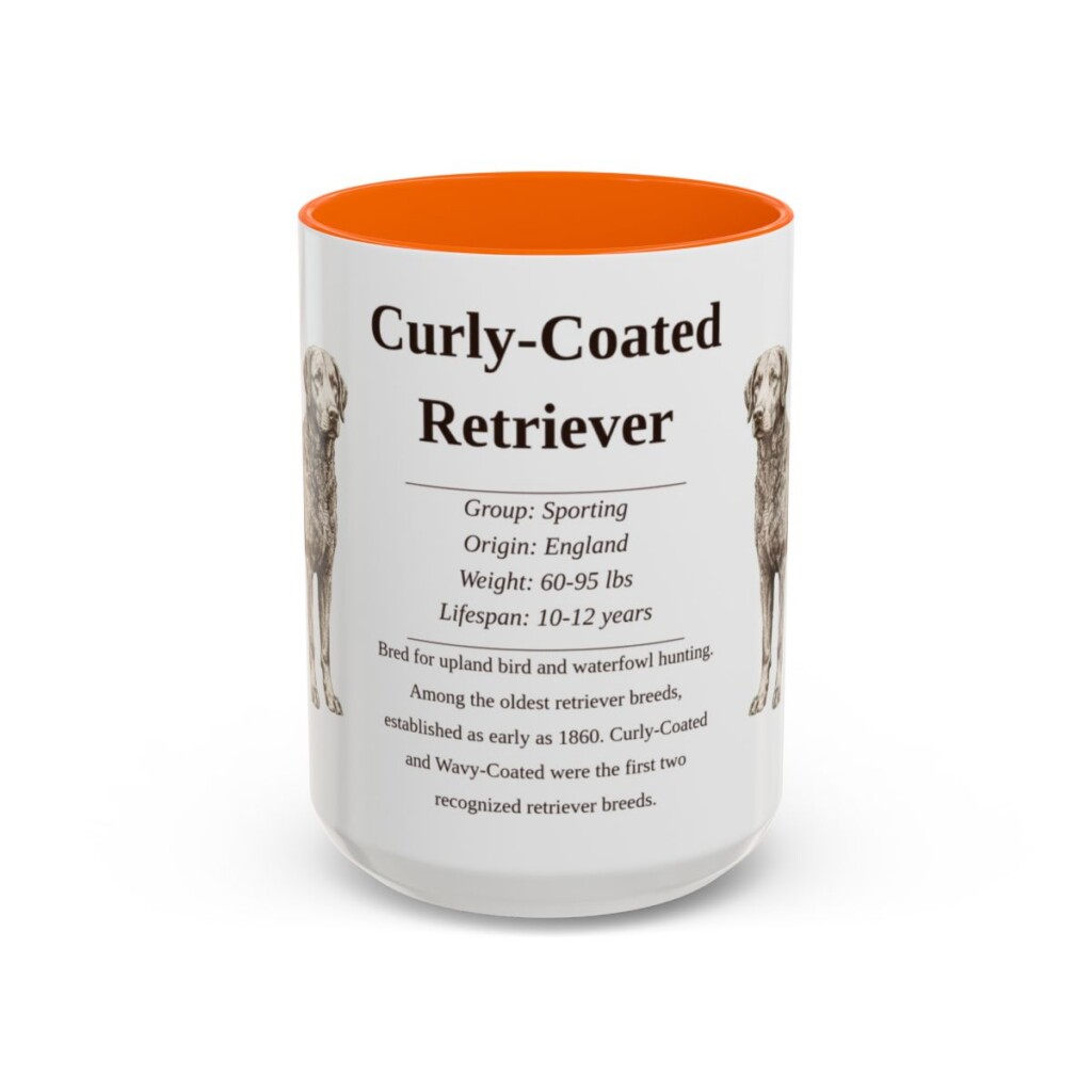 15oz Curly-Coated Retriever Mug, Orange, front view