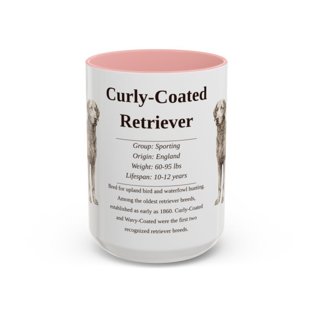 15oz Curly-Coated Retriever Mug, Pink, front view