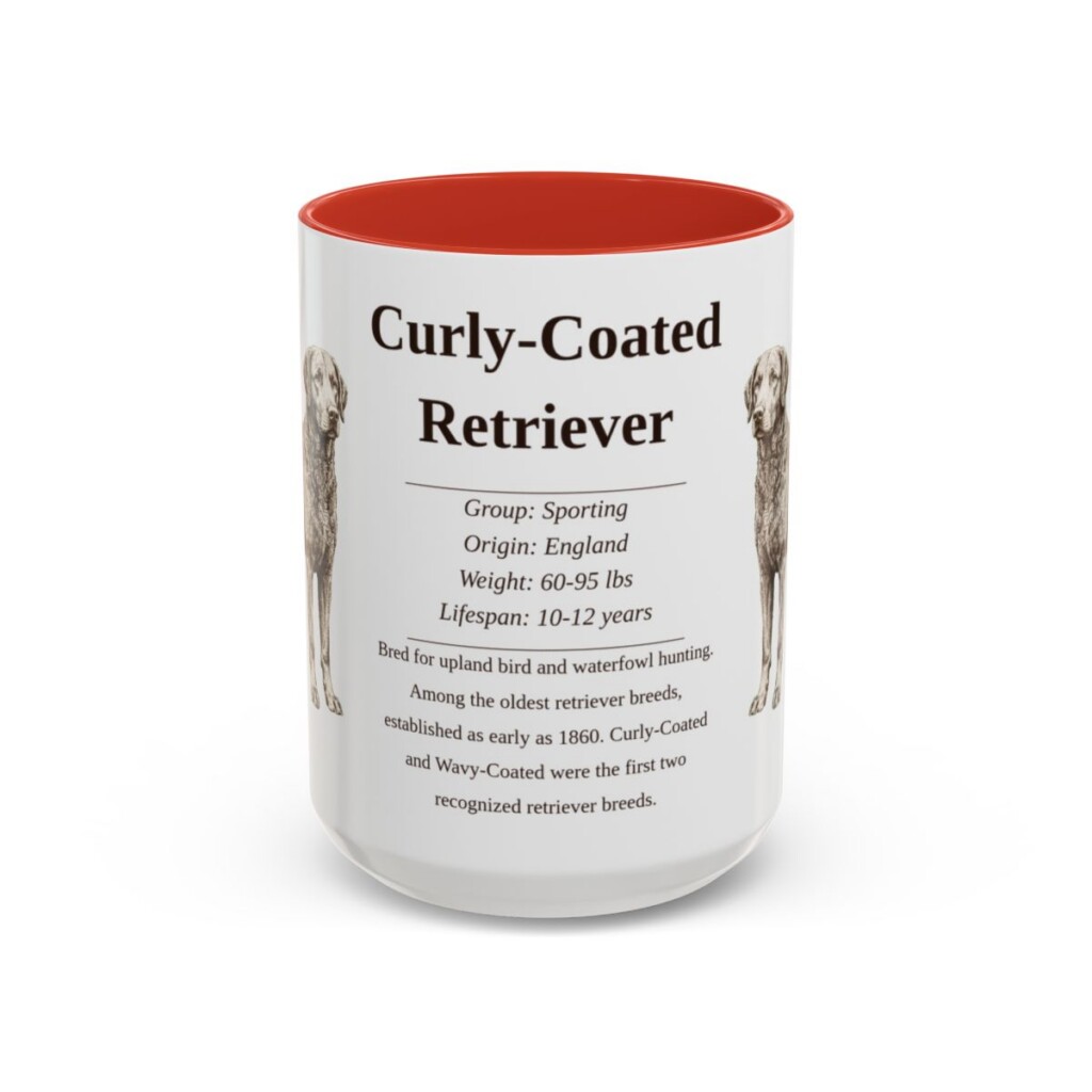 15oz Curly-Coated Retriever Mug, Red, front view