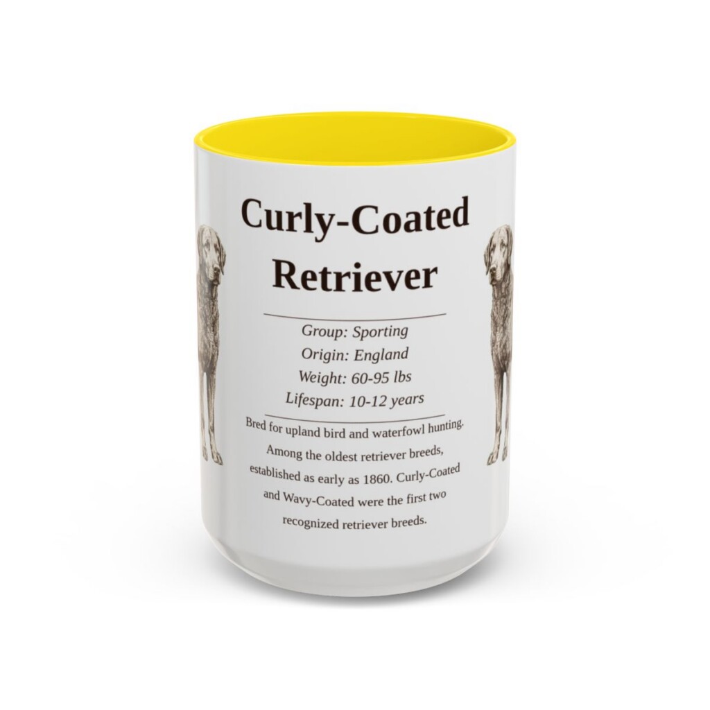 15oz Curly-Coated Retriever Mug, Yellow, front view