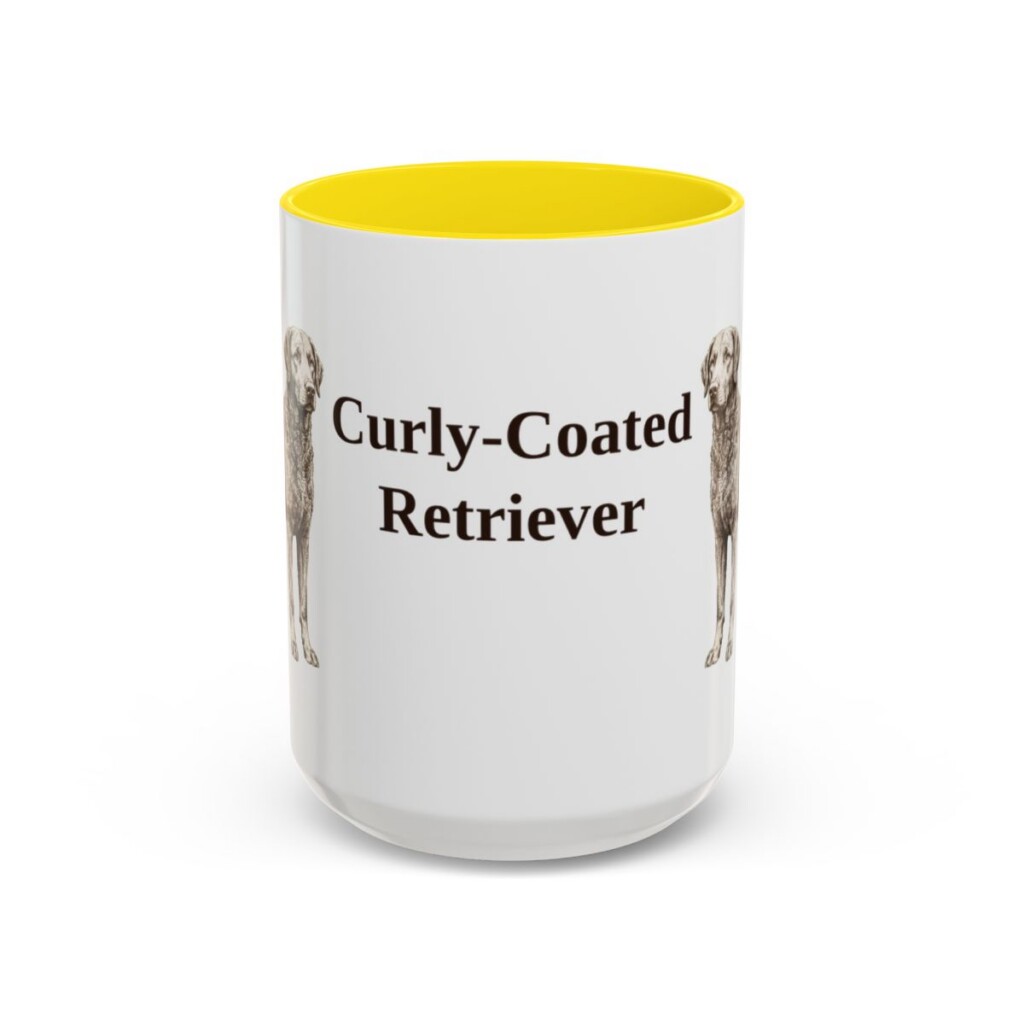 15oz Curly-Coated Retriever Mug, Yellow, front view