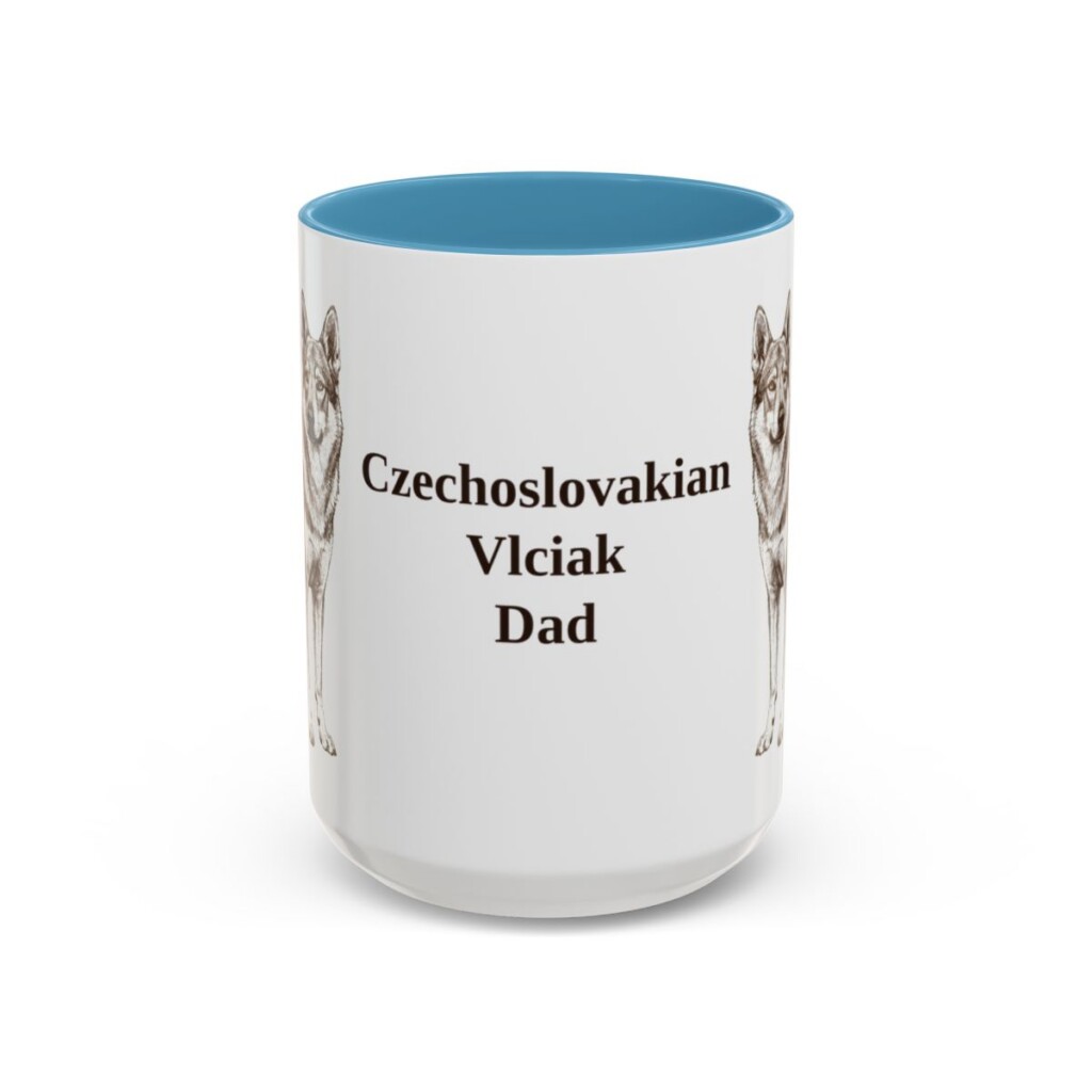 15oz Czechoslovakian Vlciak Dog Dad Mug, Light Blue, front view