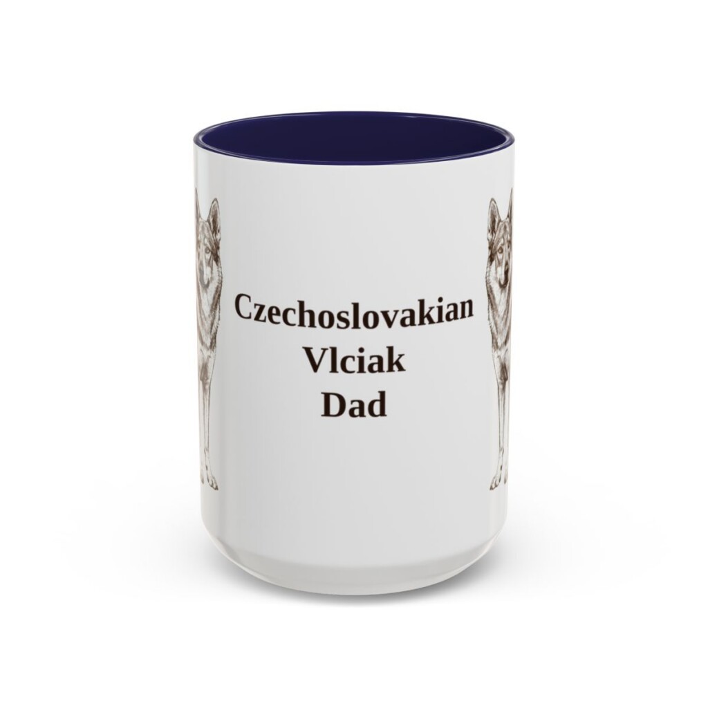 15oz Czechoslovakian Vlciak Dog Dad Mug, Navy, front view