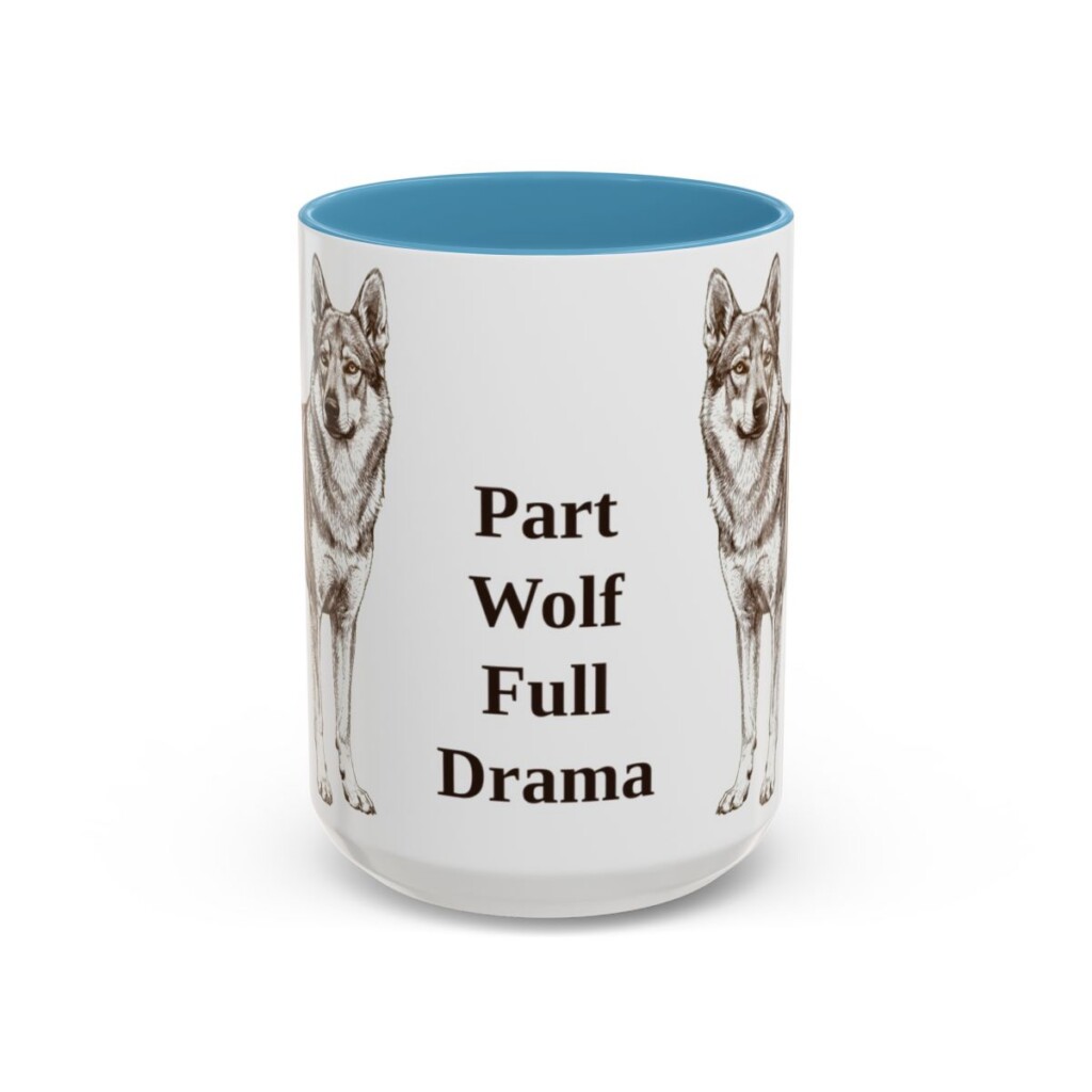 15oz Funny Czechoslovakian Vlciak Mug, Light Blue, front view