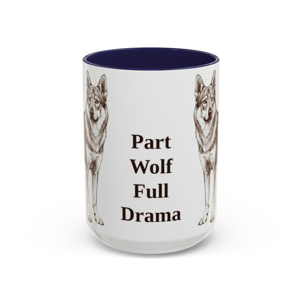 15oz Funny Czechoslovakian Vlciak Mug, Navy, front view
