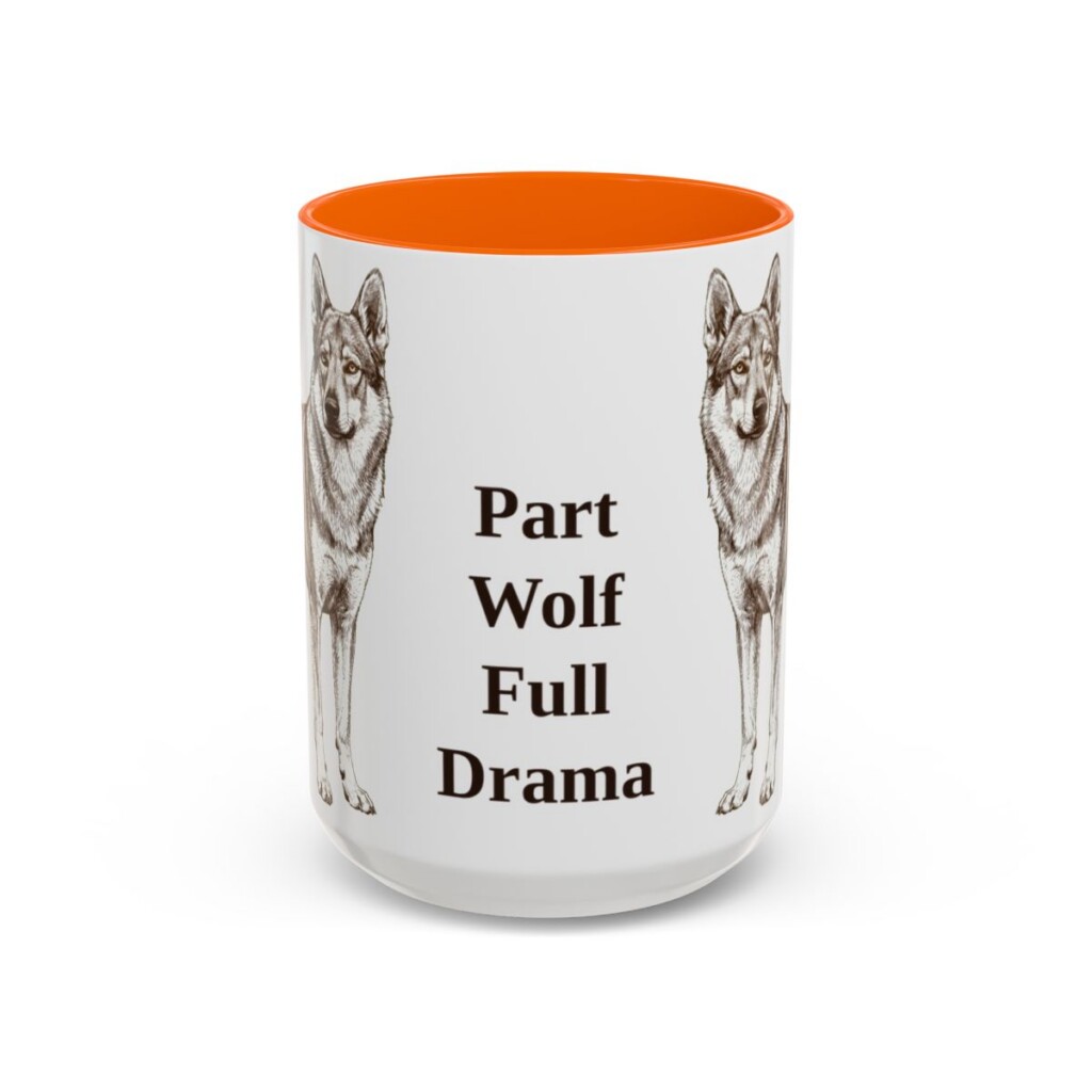 15oz Funny Czechoslovakian Vlciak Mug, Orange, front view