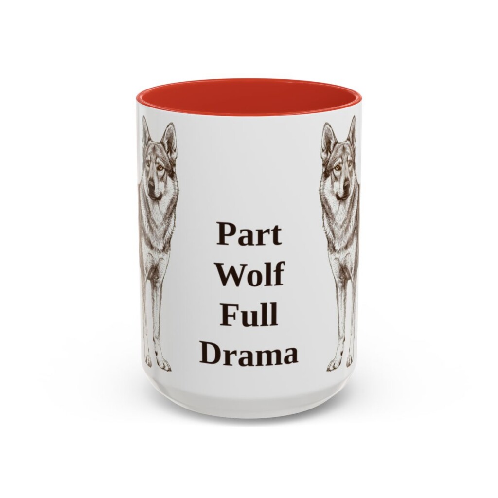 15oz Funny Czechoslovakian Vlciak Mug, Red, front view