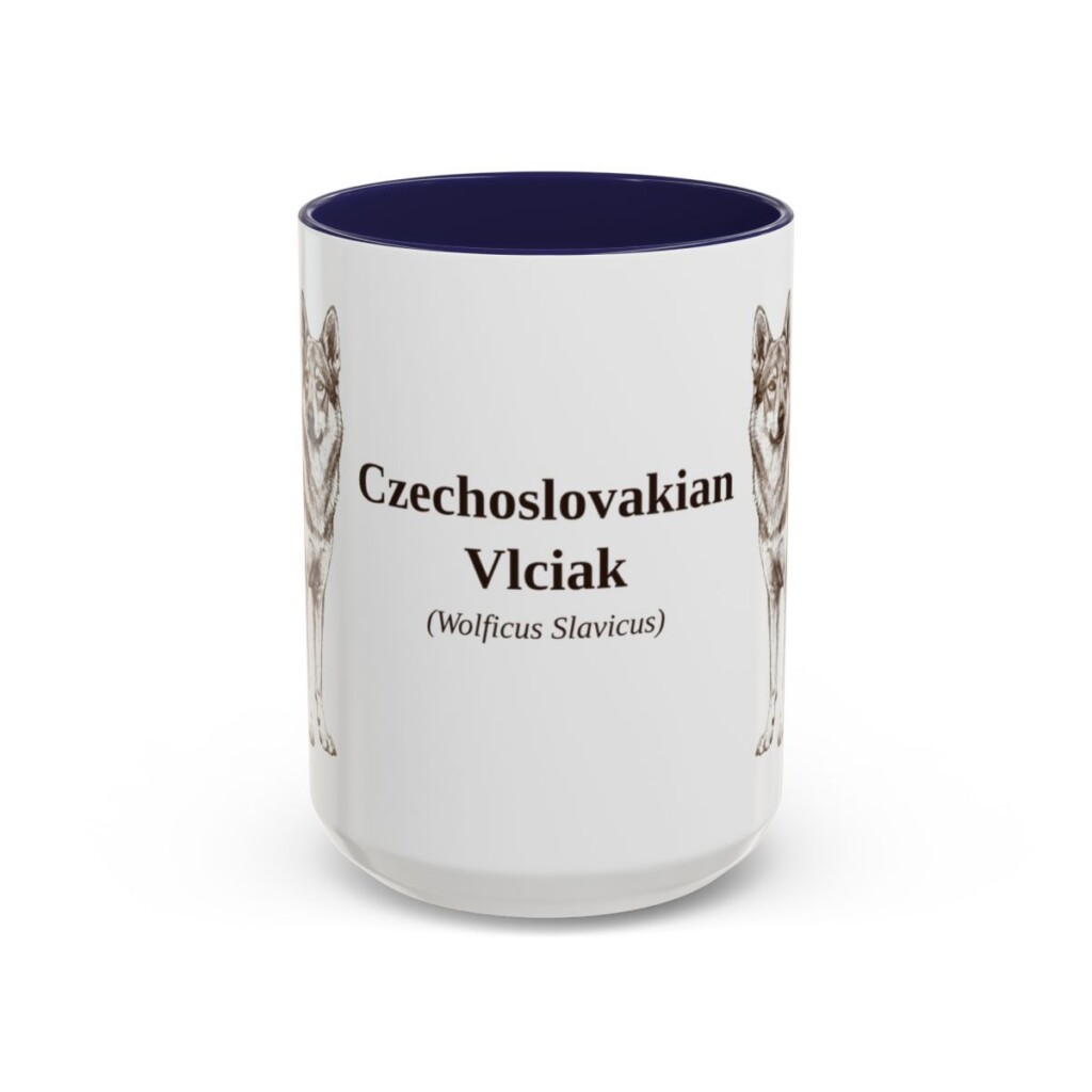 15oz-czechoslovakian-vlciak-mug-latin-navy 15oz Czechoslovakian Vlciak Latin Mug, Navy, front view