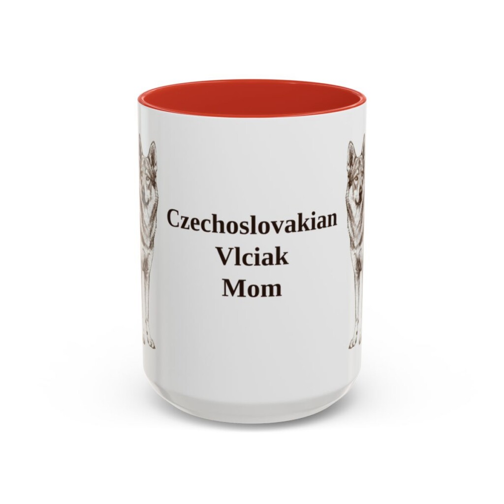 15oz Czechoslovakian Vlciak Dog Mom Mug, Red, front view