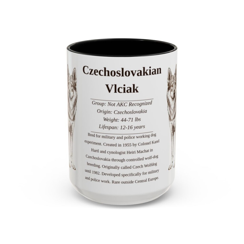 15oz Czechoslovakian Vlciak Mug, Black, front view