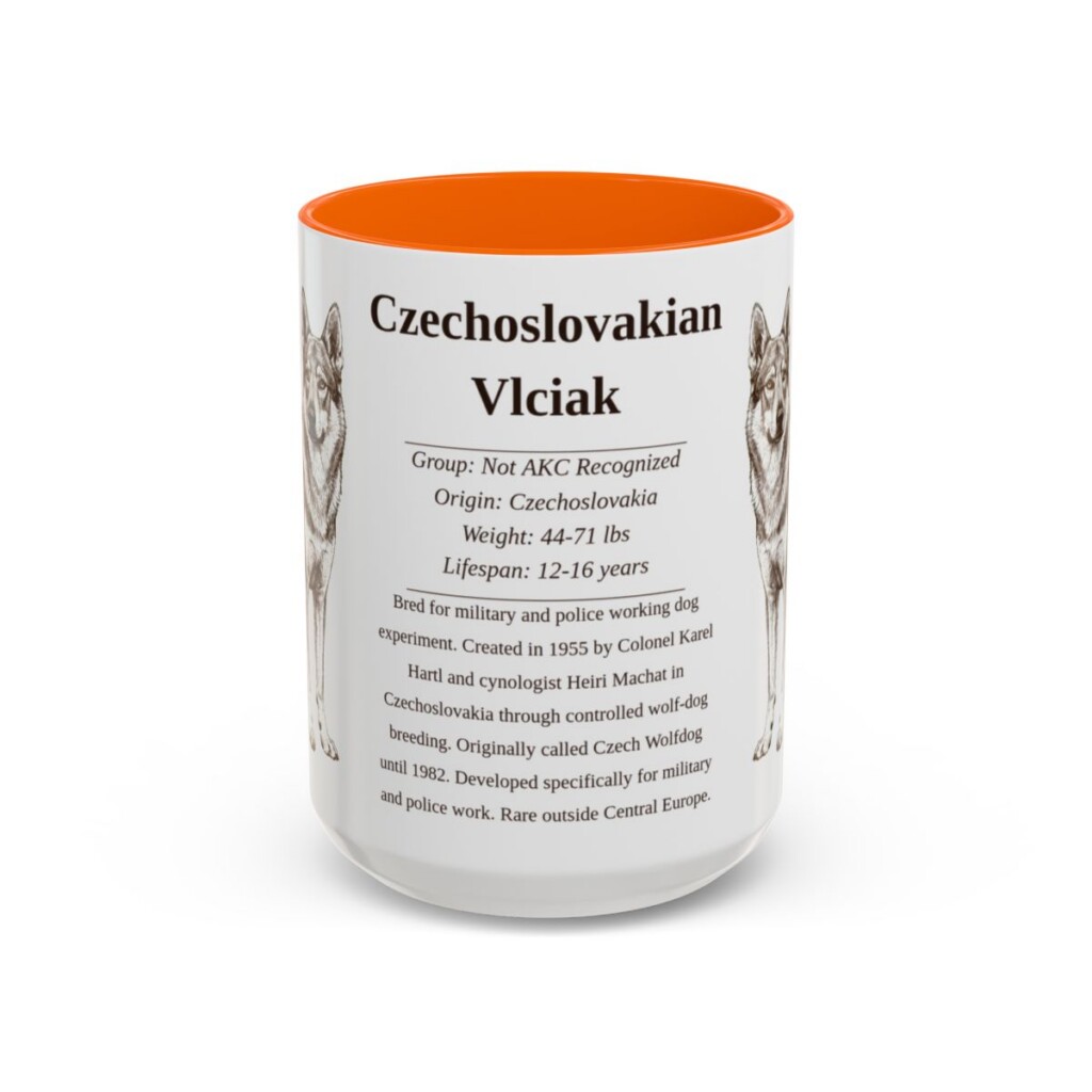 15oz Czechoslovakian Vlciak Mug, Orange, front view