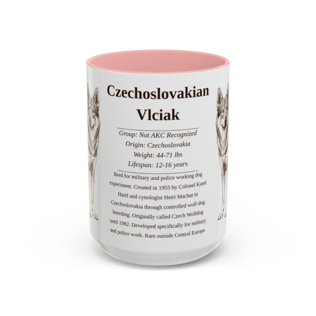 15oz Czechoslovakian Vlciak Mug, Pink, front view