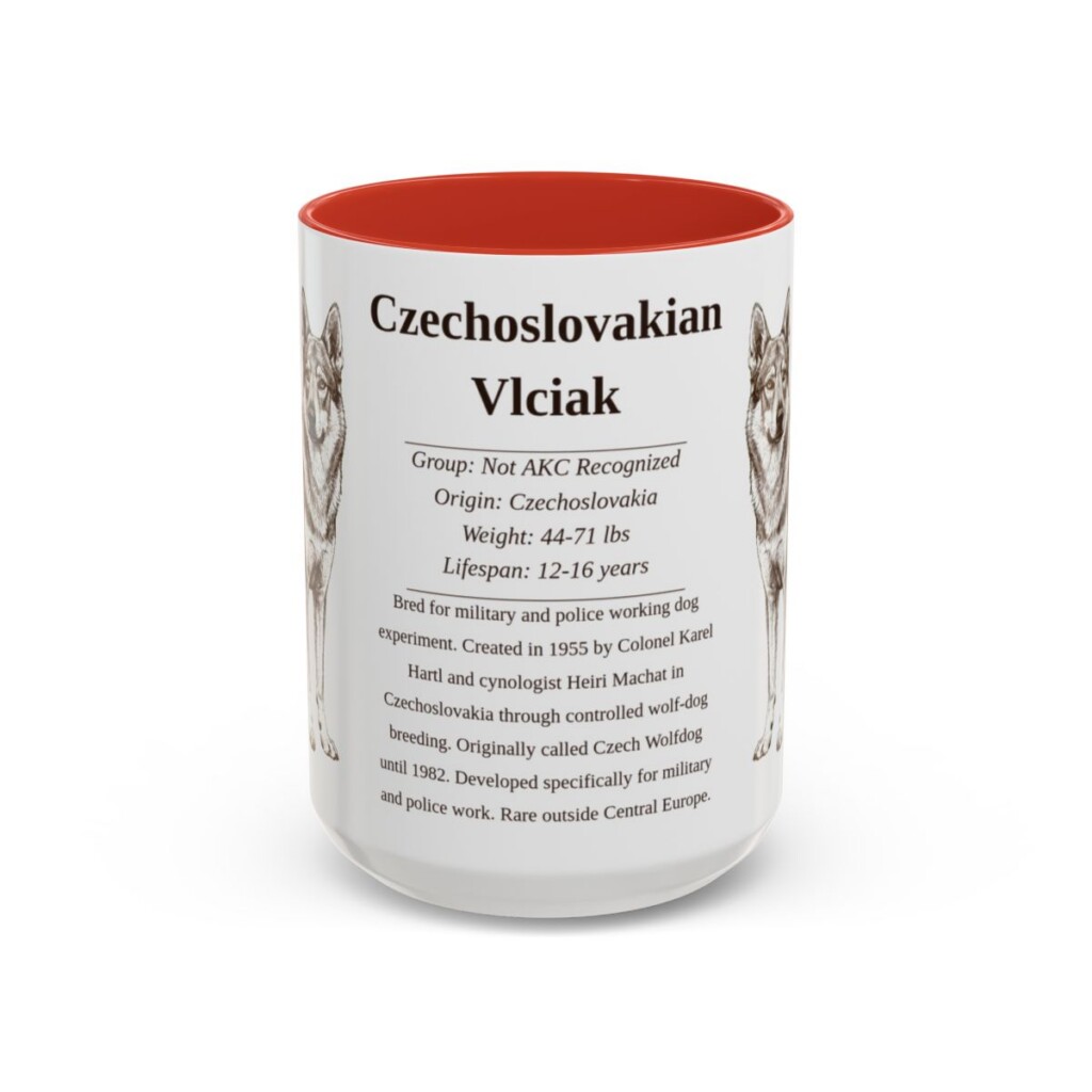 15oz Czechoslovakian Vlciak Mug, Red, front view