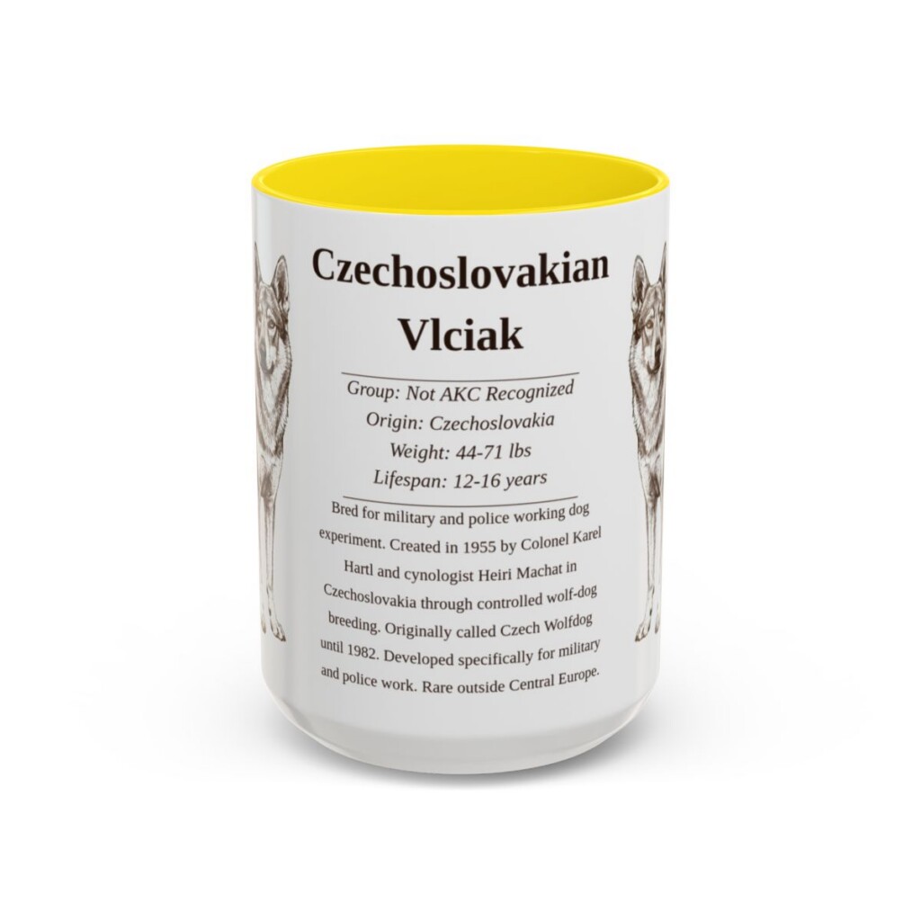 15oz Czechoslovakian Vlciak Mug, Yellow, front view