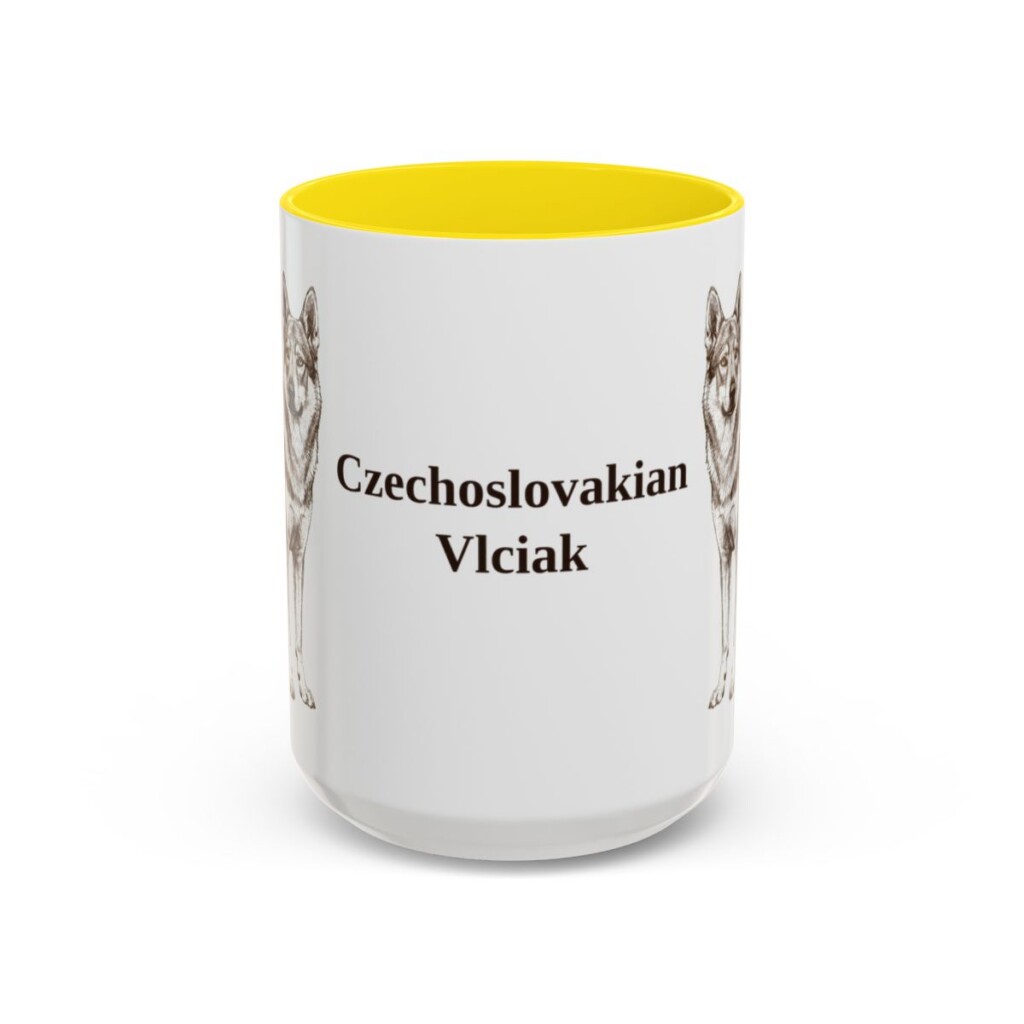15oz Czechoslovakian Vlciak Mug, Yellow, front view