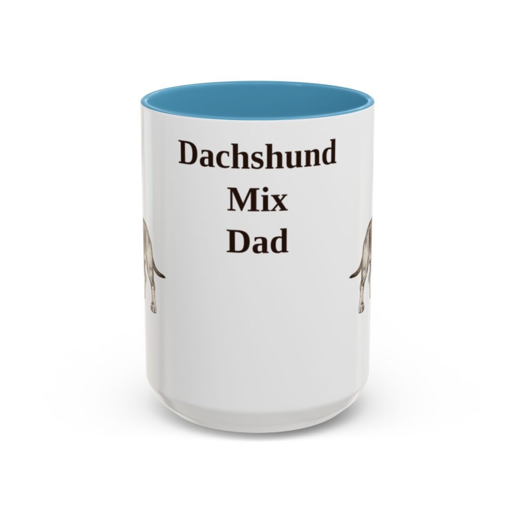 15oz Dachshund Mix Dog Dad Mug, Light Blue, front view