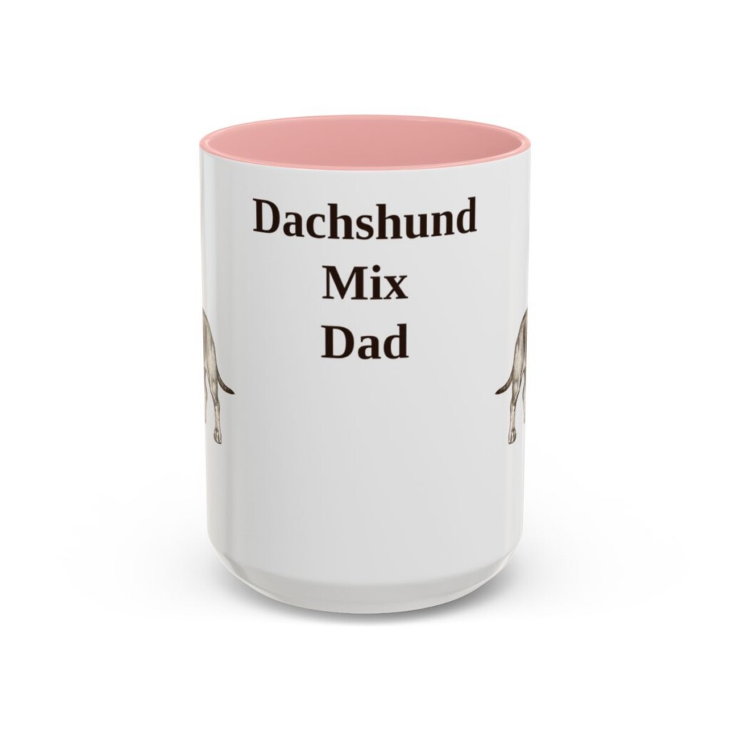 15oz Dachshund Mix Dog Dad Mug, Pink, front view