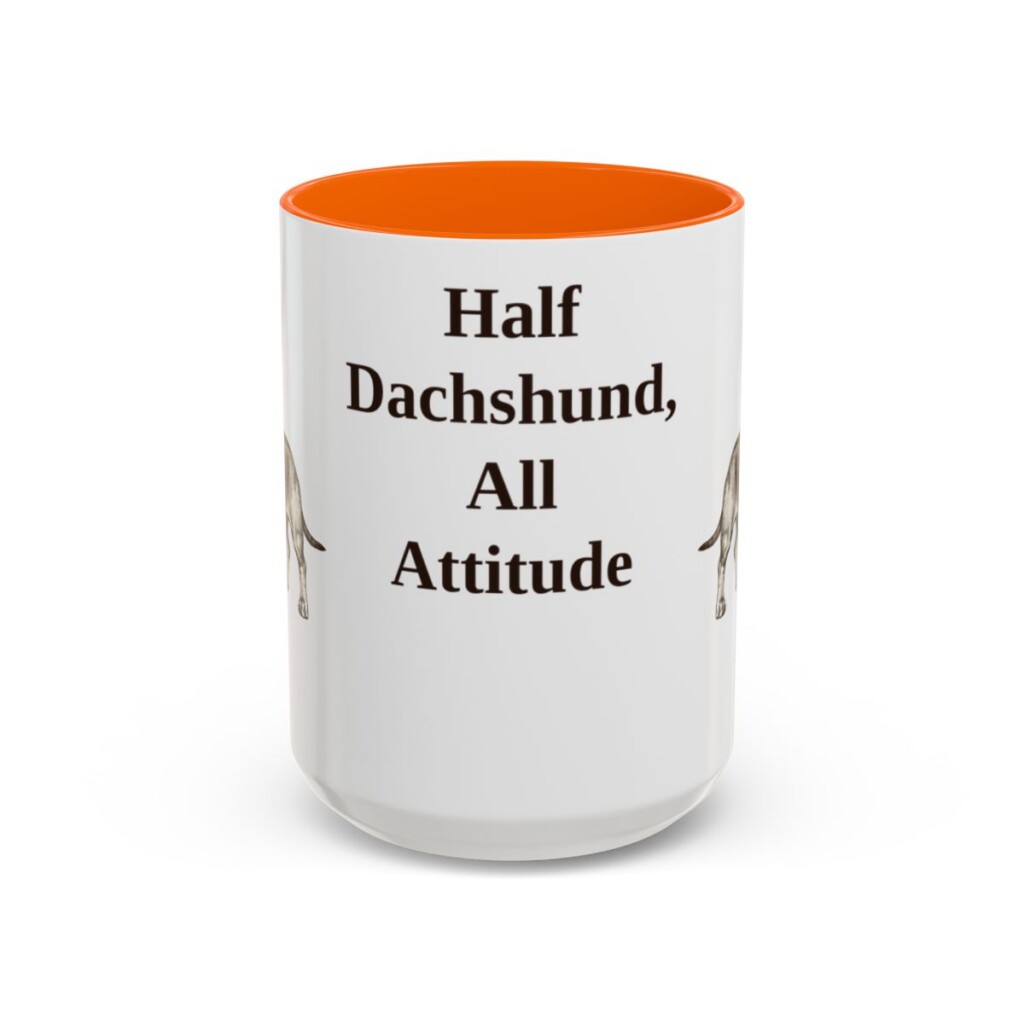 15oz Funny Dachshund Mix Mug, Orange, front view