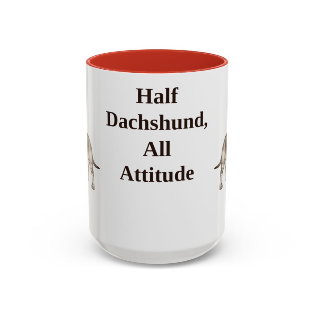 15oz Funny Dachshund Mix Mug, Red, front view