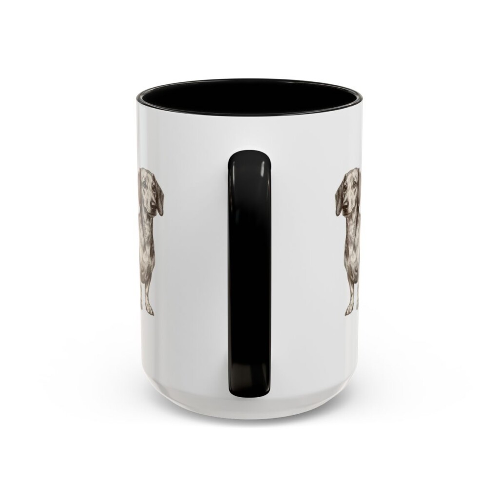 15oz Dachshund Mix Latin Mug, Black, back view