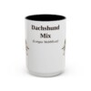 15oz Dachshund Mix Latin Mug, Black, front view