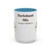 15oz Dachshund Mix Latin Mug, Light Blue, front view