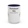 15oz Dachshund Mix Latin Mug, Navy, front view