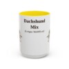 15oz Dachshund Mix Latin Mug, Yellow, front view