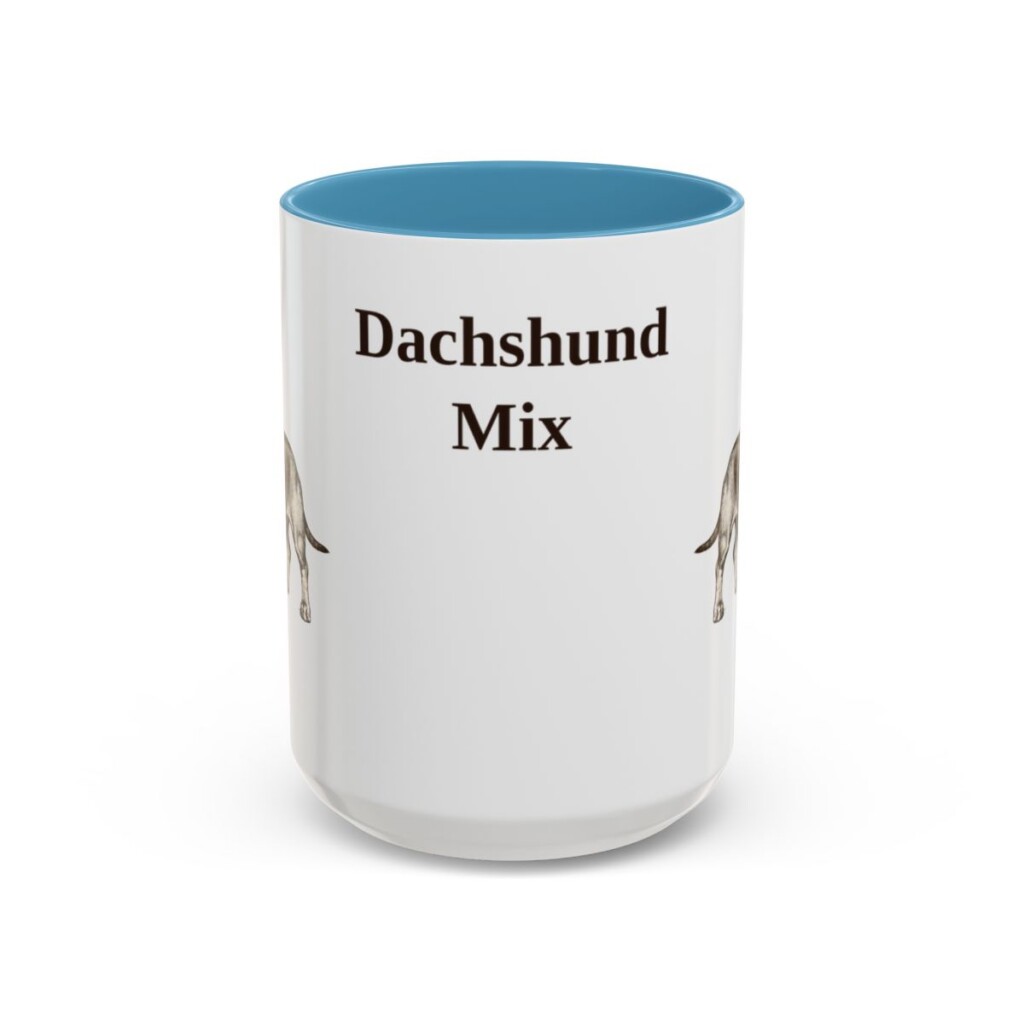 15oz-dachshund-mix-mug-light-blue 15oz Dachshund Mix Mug, Light Blue, front view